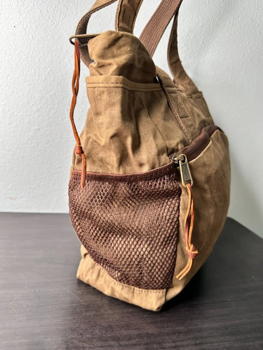 Duluth Trading Messenger Tote Brown Canvas Shoulder Bag